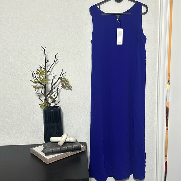 NWT Eileen Fisher Silk Georgette Crepe Scoop Neck Dress - Picture 9 of 11